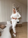 Жіночий домашній махровий костюм 3-ка молочного кольору  35523