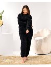 Жіночий домашній махровий костюм чорного кольору  35941