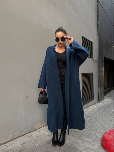 Женский длинный кардиган синего цвета 34618
