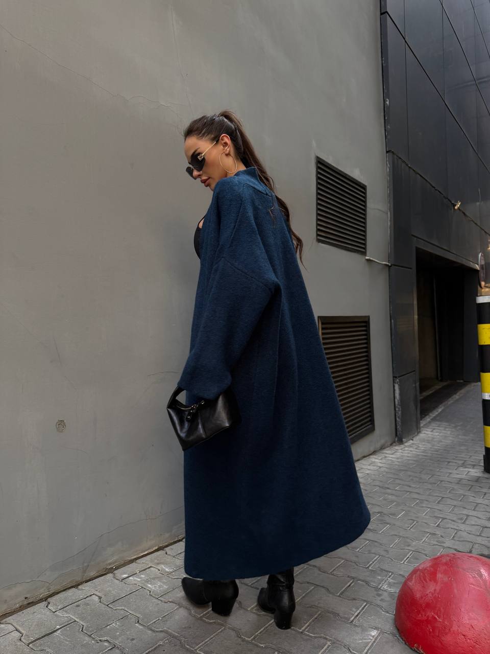Женский длинный кардиган синего цвета 34618