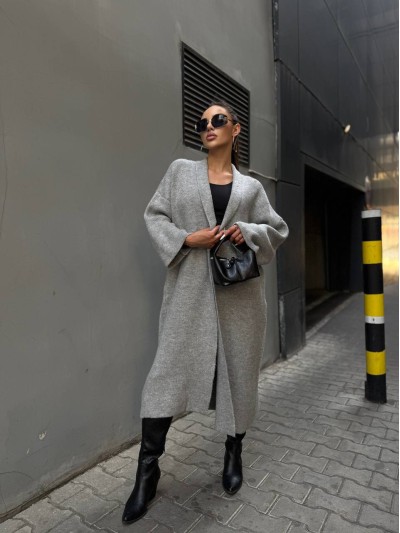 Женский длинный кардиган серого цвета 34622