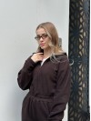Жiночий флiсовий комбінезон коричневого кольору 35277