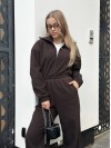 Жiночий флiсовий комбінезон коричневого кольору 35277