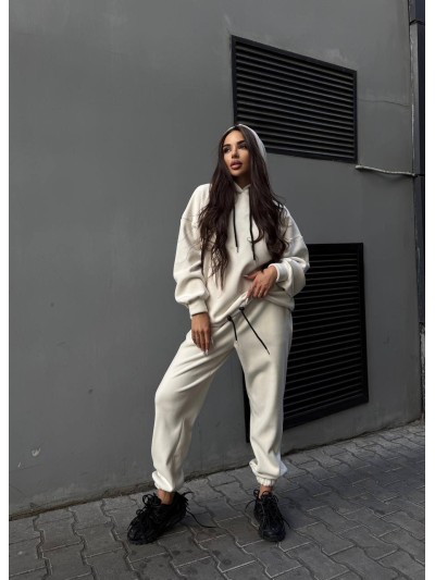 Жіночий флісовий костюм молочного кольору 34653