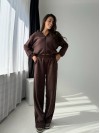 Жіночий флiсовий костюм на змiйцi коричневого кольору 34764