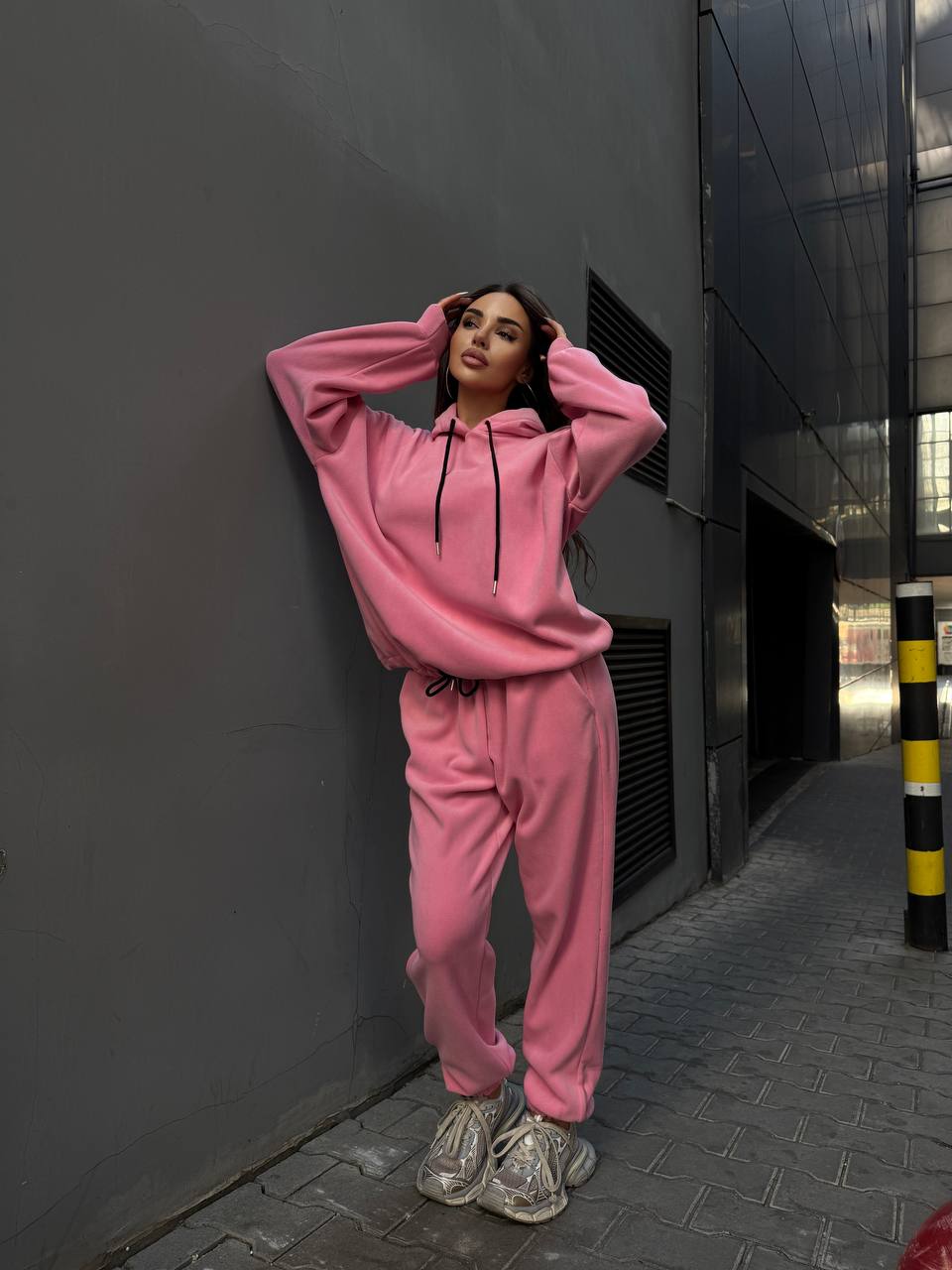 Жіночий флісовий костюм рожевого кольору 34651