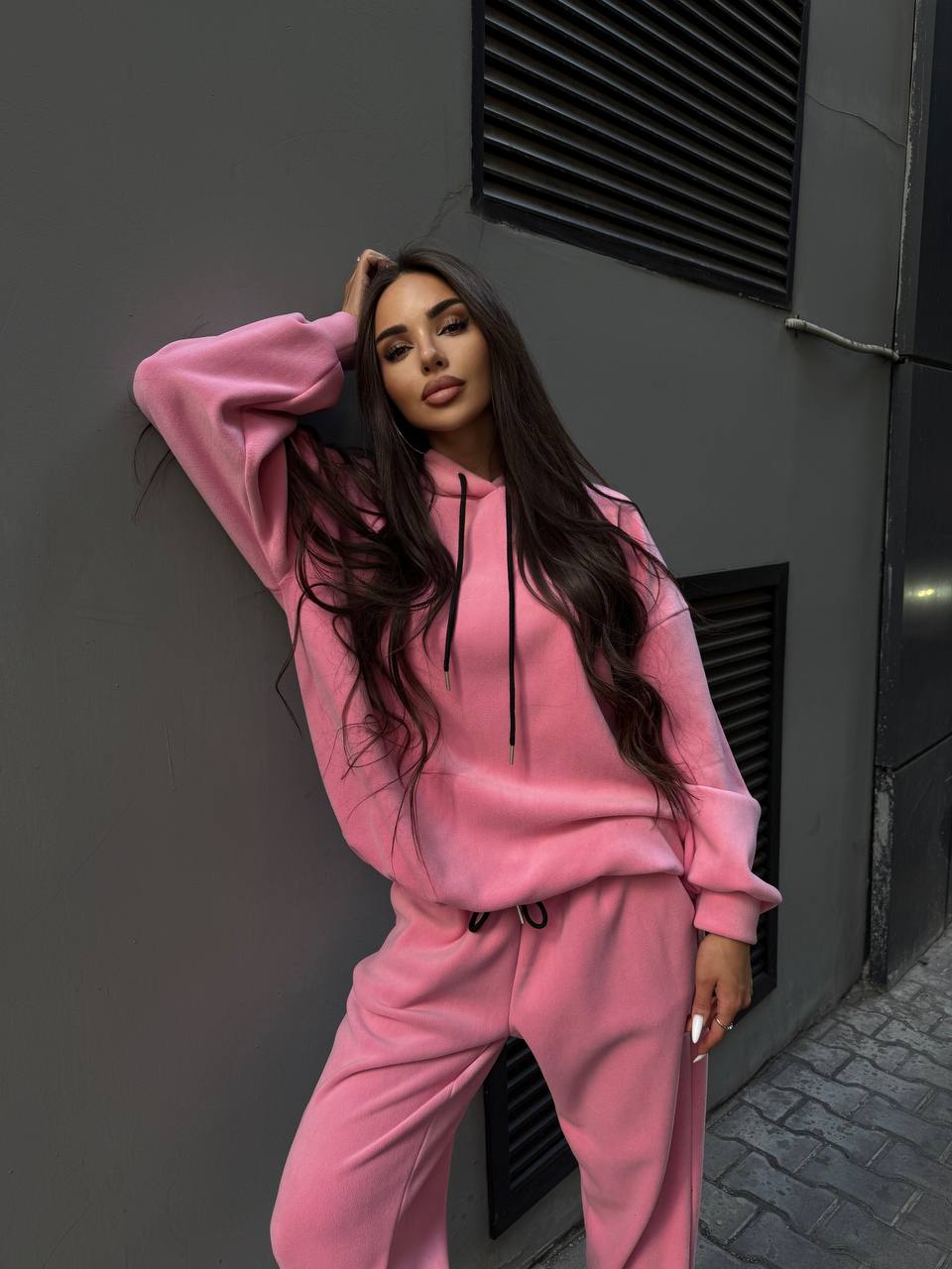 Жіночий флісовий костюм рожевого кольору 34651