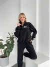 Женский флисовый костюм свободного кроя черного цвета 34752
