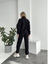 Женский флисовый костюм свободного кроя черного цвета 34752
