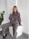 Жіночий флiсовий костюм вiльного крою графітового кольору 34748