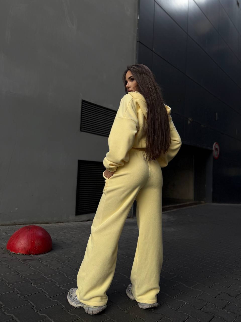 Жіночий флiсовий костюм жовтого кольору 35020