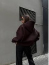 Жіночий худі з капюшоном на флiсi коричневого кольору 34642
