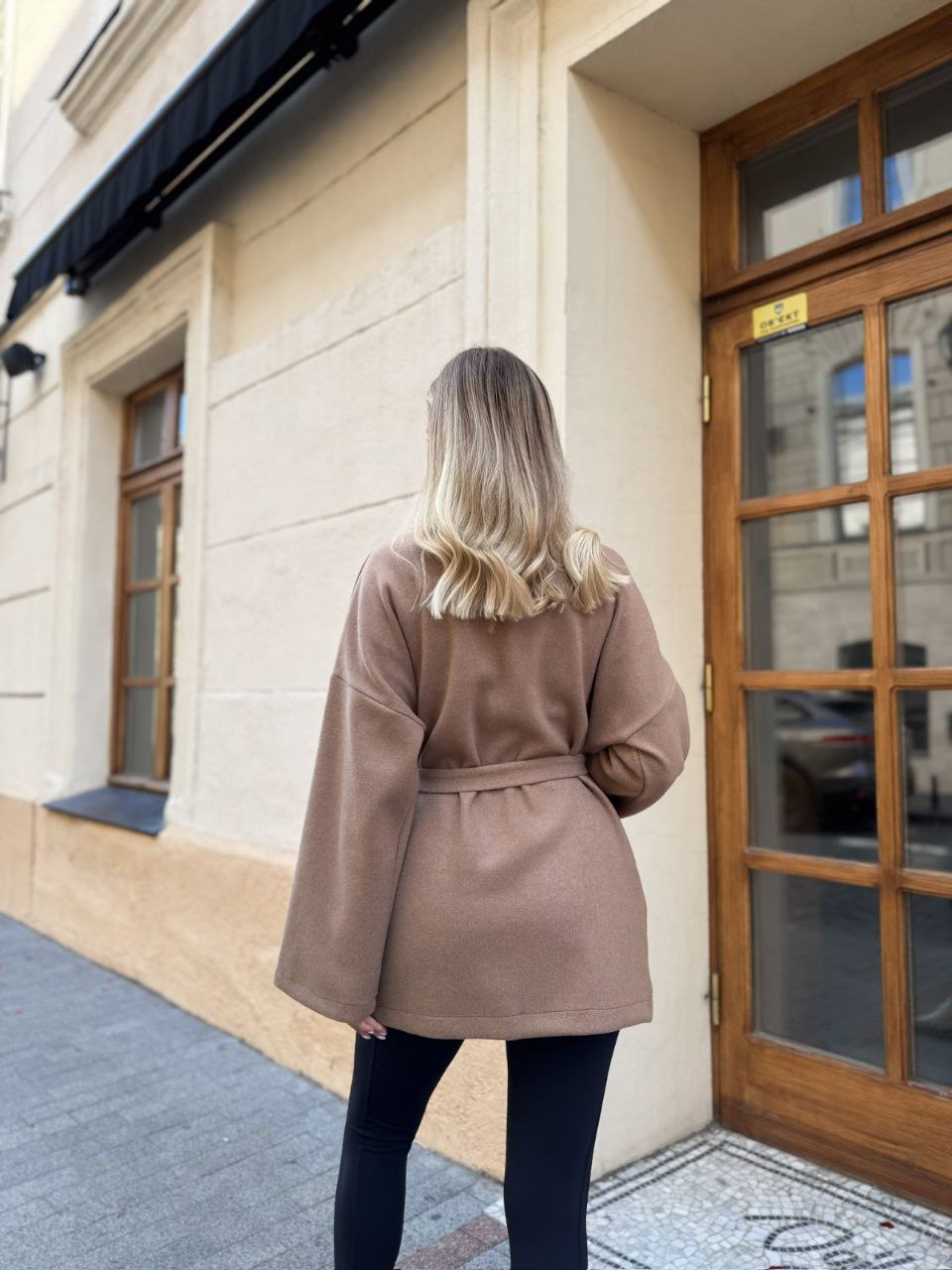 Женский кардиган с поясом кофейного цвета 34999