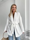 Жіночий кардиган з поясом молочного кольору 34636