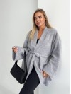 Женский кардиган с поясом серого цвета 34638