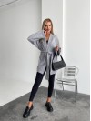 Женский кардиган с поясом серого цвета 34638