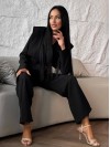 Жіночий класичний костюм чорного кольору 36035