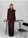 Жіночий класичний костюм коричневого кольору 36036