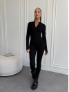 Жіночий комбінезон в рубчик чорного кольору 34702