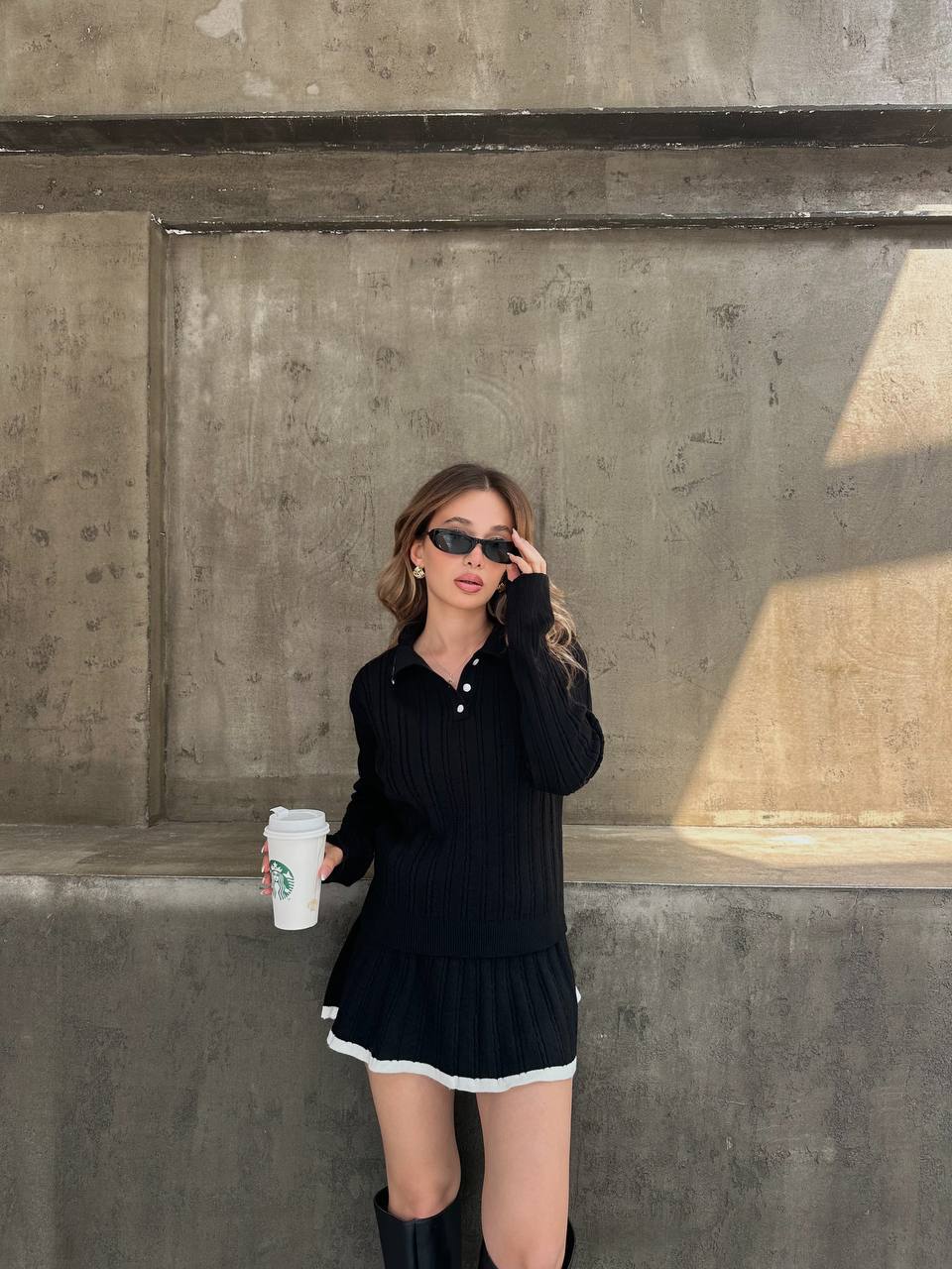 Жіночий костюм 2-ка зі спідницею чорного кольору 34494