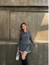 Женский костюм 2-ка с юбкой серого цвета 34495