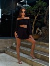 Жіночий костюм двійка топ+шорти чорного кольору 33797