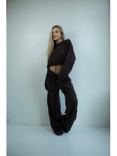 Жіночий костюм джогери+худi чорного кольору 35172