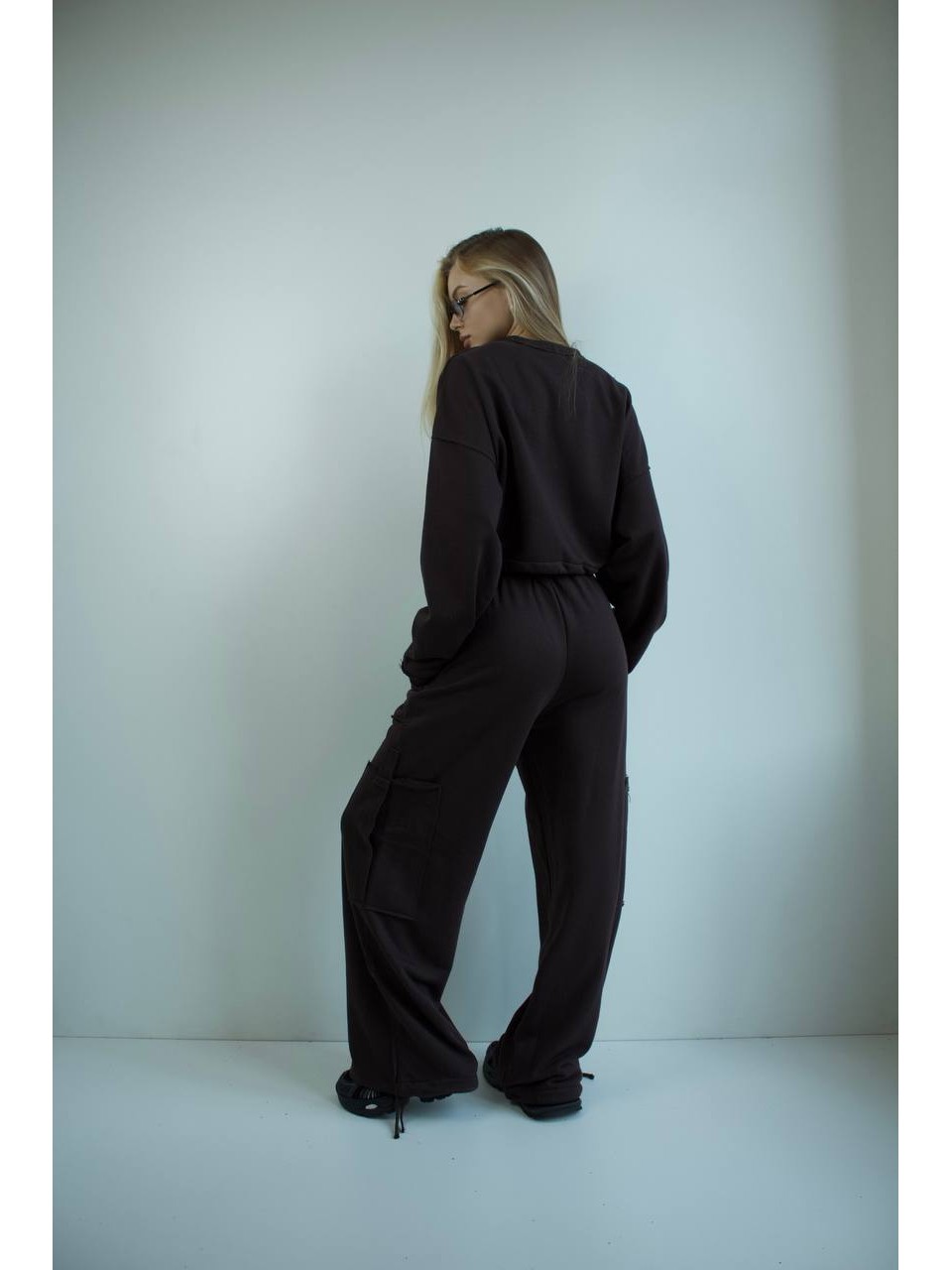 Жіночий костюм джогери+худi чорного кольору 35172