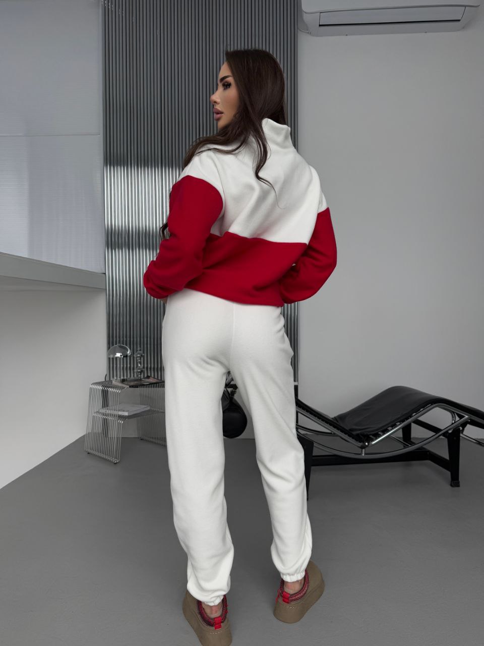 Жіночий костюм флісовий червоного кольору 35692