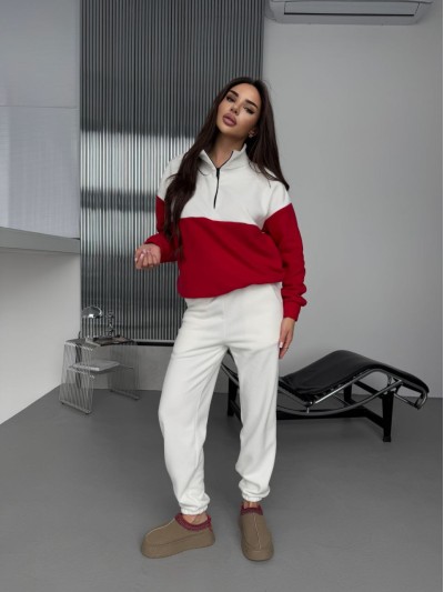 Жіночий костюм флісовий червоного кольору 35692