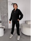 Жіночий костюм флісовий чорного кольору 35620