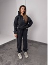 Жіночий костюм флісовий з капюшоном графiтового кольору 35897