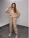 Жіночий костюм флісовий з капюшоном бежевого кольору 35900