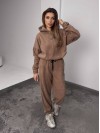 Жіночий костюм флісовий з капюшоном кавового кольору 35903
