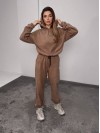 Жіночий костюм флісовий з капюшоном кавового кольору 35903