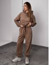 Жіночий костюм флісовий з капюшоном кавового кольору 35903