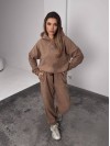 Жіночий костюм флісовий з капюшоном кавового кольору 35903
