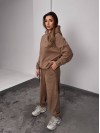 Жіночий костюм флісовий з капюшоном кавового кольору 35903