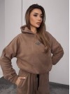 Жіночий костюм флісовий з капюшоном кавового кольору 35903