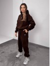 Жіночий костюм флісовий з капюшоном коричневого кольору 35898