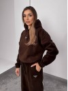 Жіночий костюм флісовий з капюшоном коричневого кольору 35898