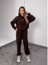 Жіночий костюм флісовий з капюшоном коричневого кольору 35898