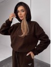 Жіночий костюм флісовий з капюшоном коричневого кольору 35898