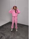 Жіночий костюм флісовий з капюшоном рожевого кольору 35904