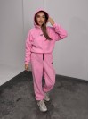Жіночий костюм флісовий з капюшоном рожевого кольору 35904