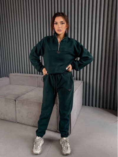 Жіночий костюм флісовий зеленого кольору 35621
