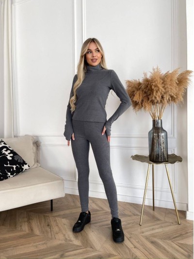 Жіночий костюм гольф+лосiни графiтового кольору 35008