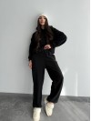 Жіночий костюм iз плюшевого флісу чорного кольору 35719