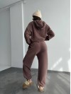 Жіночий костюм iз плюшевого флісу кавового кольору 35718