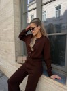Жiночий костюм кардиган+брюки коричневого кольору 34350